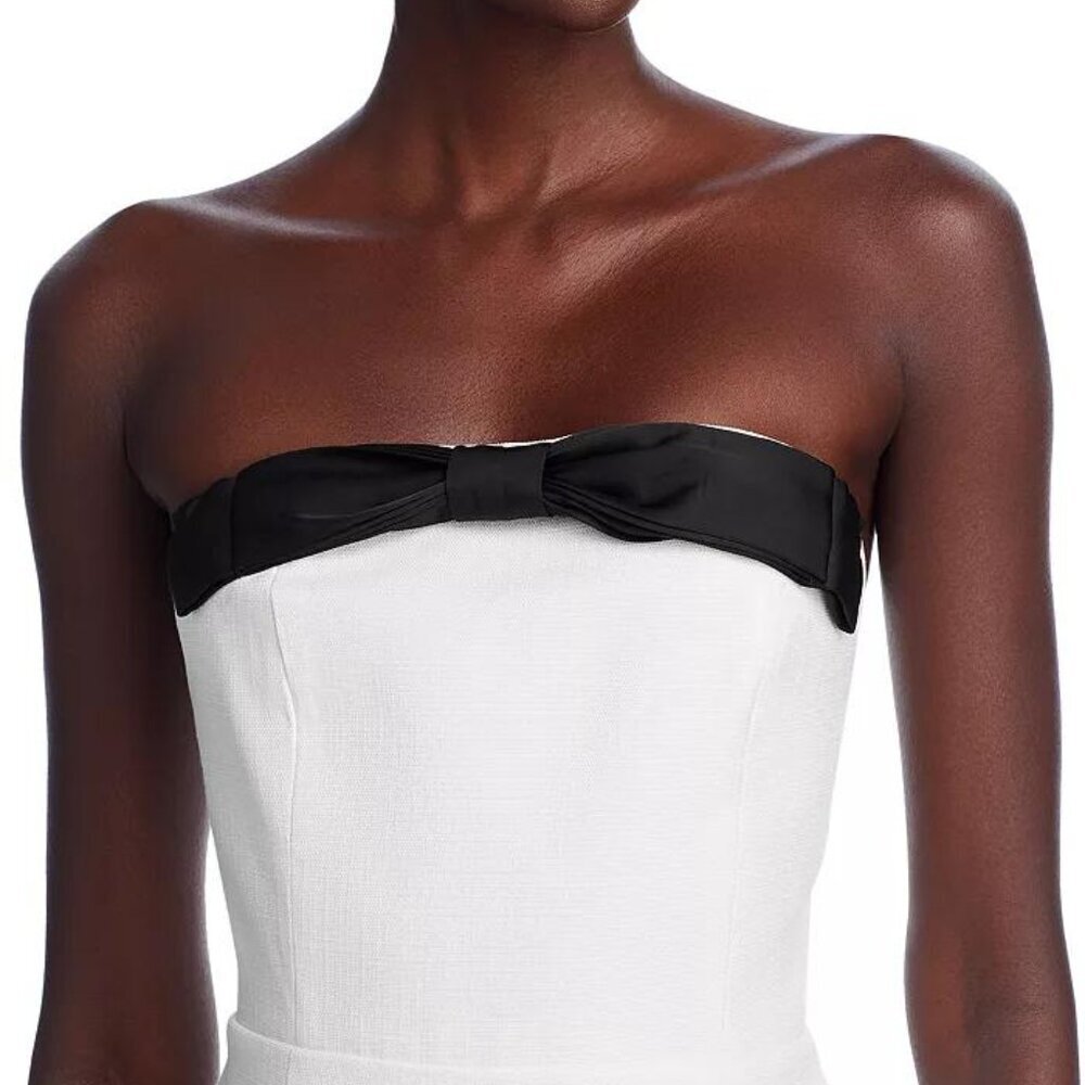Lucy Paris White Strapless Mini Dress w/ Black Bow NWT Size M Bachelorette Party - Picture 7 of 12